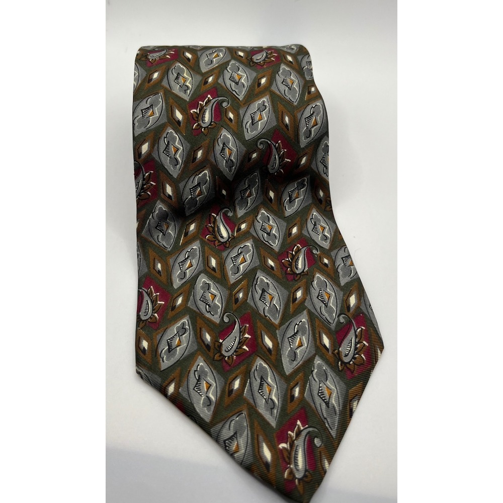 Christian Dior Monsieur Necktie All Silk Italy Paisley‎ Geometric Mens Tie
